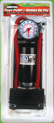 SLIME SINGLE CYLINDER FOOT PUMP FOR BICYCLES