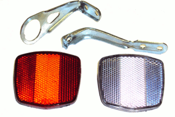 Bicycle Reflector Set for Front and Rear, with Mounting Brackets
