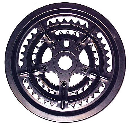 Bicycle Chainwheel for 1-Pc Crank 28/38/48T Steel BK W/ CG