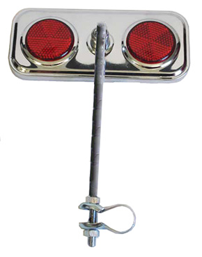 BICYCLE MIRROR - CHROME W/ RED REFLECTORS