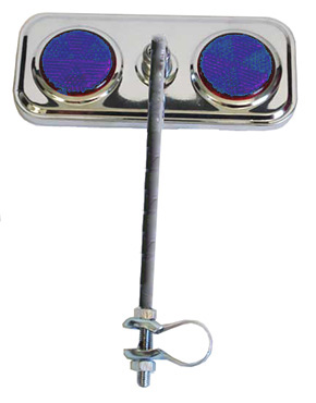 BICYCLE MIRROR - CHROME W/ BLUE REFLECTORS