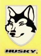 Husky Sticker, Husky Head, Black & Silver on clear film, 1-1/2" x 2"