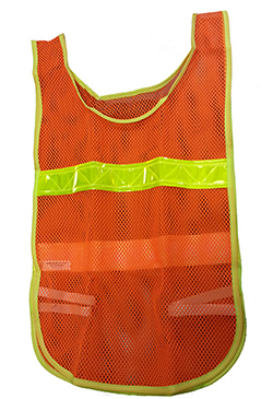 Orange safety vest with reflective tape