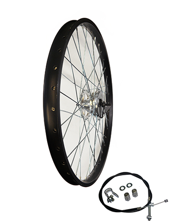 BICYCLE WHEEL 26X2.125 ALLOY BLACK W/ FRONT DRUM BRAKE