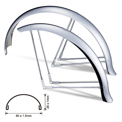26 Stainless Steel Balloon Fender Set w Braces Husky Bicycles