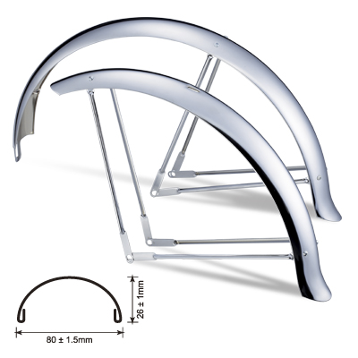 26" Stainless Steel Balloon Fender Set w/Braces