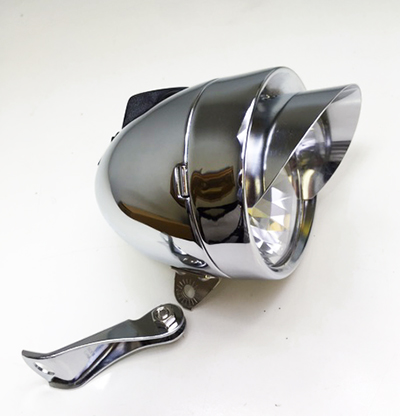 BICYCLE BULLET HEADLIGHT W/VISOR CHROME