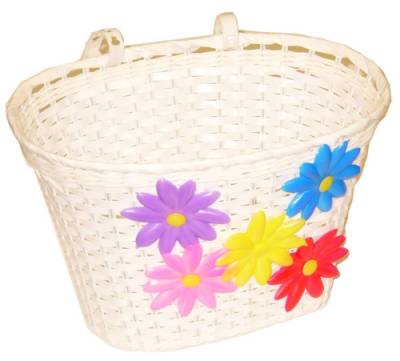 BICYCLE BASKET PLASTIC WICKER LARGE SIZE WHITE