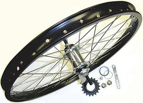 BICYCLE WHEEL 20 X 1.75 REAR W/COASTER BRK STEEL BLACK